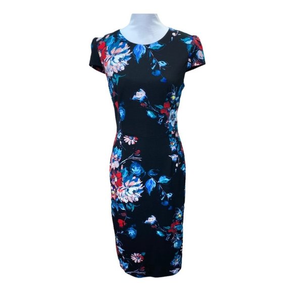 Betsey Johnson Dresses & Skirts - Betsey Johnson Black Floral Sheath Midi Dress 12